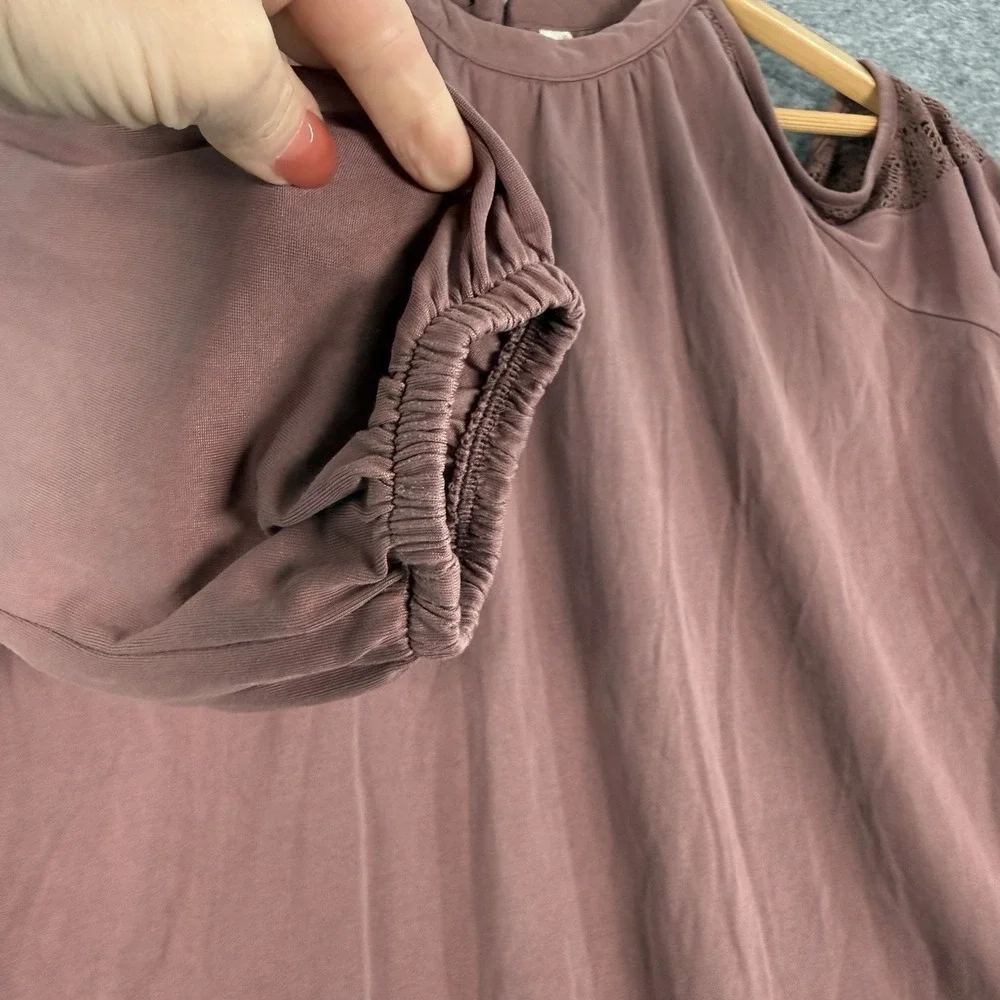 Mudd Shirt Womens Large Cold Shoulder Mauve Blouse Y2K Long Sleeve Flowy Relaxed - Picture 10 of 14